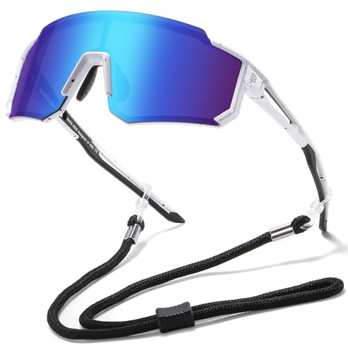 DUCO Lunette de Soleil Enfant Polarisées Sport 8-16 Ans | Verres Polarisés Anti-Éblouissement, Monture Légère, Protection UV400, Unisexe, pour Cyclisme, Course à Pied, Baseball