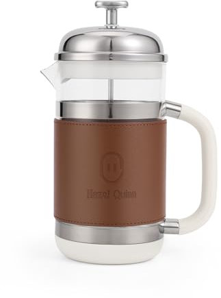 Hazel Quinn Caffettiera French Press, Vetro Borosilicato Resistente al Calore, Filtro in Acciaio Inossidabile, Filtrazione Precisa per Caffè e Tè, Senza BPA, Facile da Pulire, 450 Millilitri