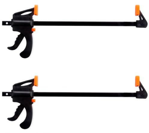 Tradineur - Pack de 2 sargentos de barra, abrazadera de hierro y plástico, gran fuerza de sujeción, carpintería, fijación de madera, tableros - 300 mm