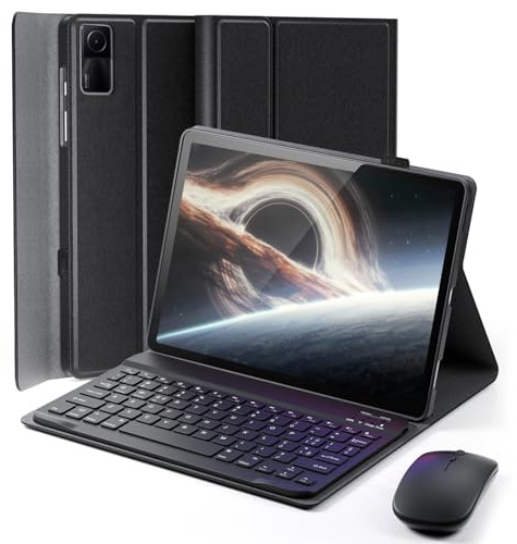 MicroTunk Cover Per Xiaomi Redmi Pad SE (2023) 11 Pollici con Ltaliano Tastiera (QWERTY) Essere Caricata Keyboard Bluetooth Wireless Tastiera Mouse Coperchio Protettivo Case Rosa