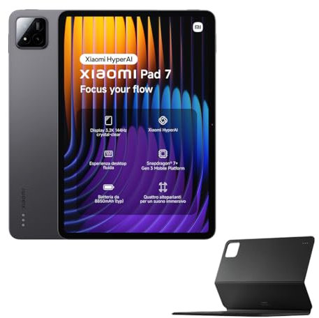 XIAOMI Pad 7 + Keyboard, (Tablet) display da 11.2'', 8+128GB, Nero, batteria da 8850mAh, Ricarica Turbo da 45W, HyperAI (Alimentatore non incluso)