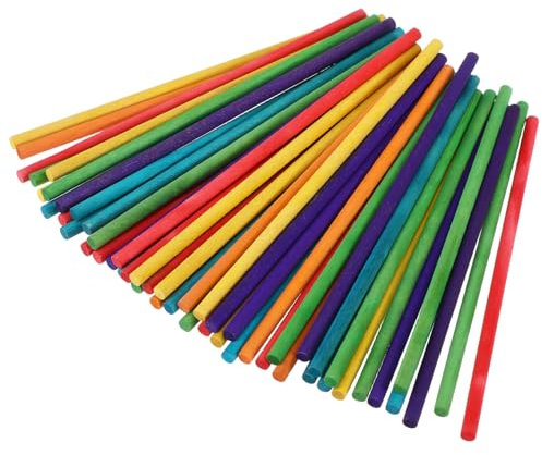 HAPINARY 50stücke Bunte Runde Holzstäbchen Diy-holzstäbchen Für Bastelprojekte Eisherstellung Modellbau Junge Mädchen Spielzeug