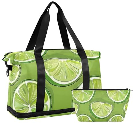 Green Lime Slices - Bolsas de lona deportivas con correa ajustable para entrenamiento, multifuncional, rodajas de lima verde, 1 tamaño, Rodajas de lima verde, 1 size
