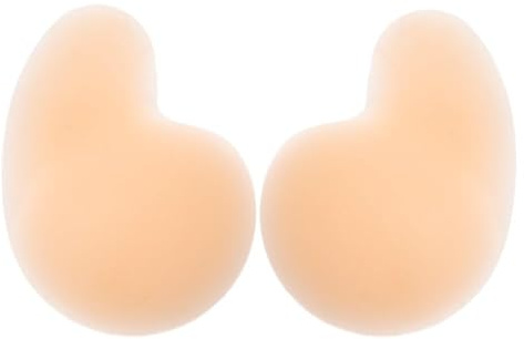 mhinese Silicone Sticky Bra for Women - Reusable Adhesive Push Up Bra, Invisible Strapless Backless Bra for Large Breasts (A/B Cup), Comfortable & Waterproof Boobie Tape for Sports, Wedding Beige