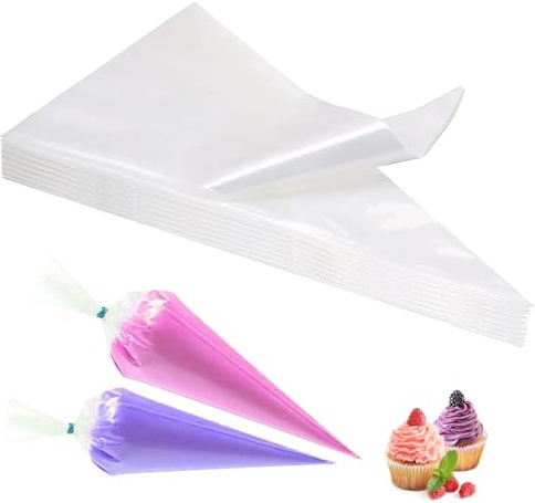 Luoqun88 Disposable Piping Bags 12 inch - 100Pcs Heavy-Duty Clear Plastic Icing Bags for Cake Decorating, Professional Pastry Cupcake Cookie Dessert Decoration Supplies