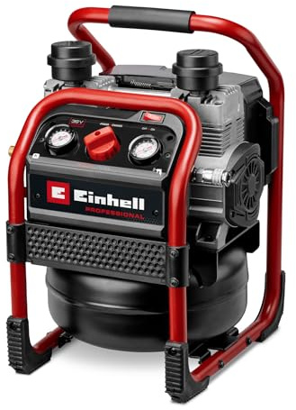 Einhell Professional Compresseur sans fil SILENZZO 36/210 Power X-Change (36 V, 8 bar max., cuve de 8 l, capacité de pompage 210 l/min, manomètres, sans lubrification, très silencieux, sans batterie)