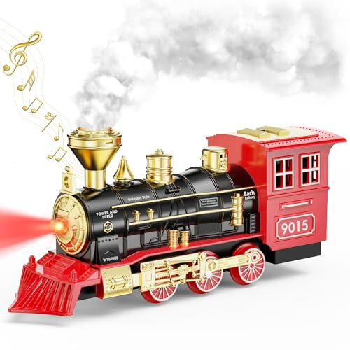 Hot Bee Zugspielzeug für Kinder Jungen 3 4 5 6 7 Jahre, Zug mit Dampf Licht und Klang, Modell Elektrischer Zug, Kinder Jungen Mädchen, Train Set Engine