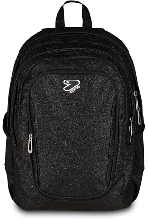 Seven Zaino Doppio Scomparto Tech Shiny, Nero, Tasca Porta PC e Tasca Porta Borraccia, Scuola Media e Superiore, Ragazza