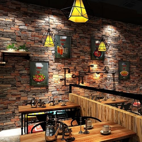 Xiyocadt 3D Wandpaneele Selbstklebend, Wasserdichte PVC Steintapete, Wandpaneele Steinoptik Selbstklebend, Wandaufkleber für Innenbereich, Außenbereich, Geschäftsräume (45 * 500cm)