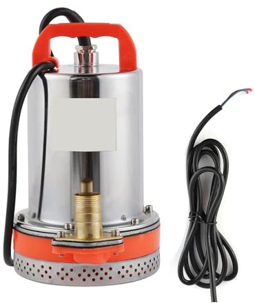 BASSFLY Pompe de Piscine, Pompe Submersible à Petite Batterie for Nettoyage de Piscine Solaire, Levage de 8 mètres, câble de 2,1 mètres, DC 12 V