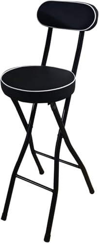 OGYJMSFN Sgabelli da Bar Sgabello da bar pieghevole con schienale, sedia da bar imbottita in PU, portatile, pieghevole, alta, for cucina e esterni(60cm/23.6)