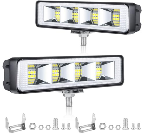 Fxlpower 2 st 25 W backljus, arbetsstrålkastare, IP65 LED-stång, 12 V, 24 V, bred stråleprojektor för bil, lastbilssteg, pickup, traktor, 4 x 4, ATV, motorcyklar