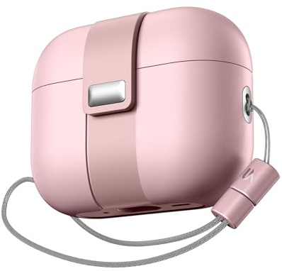 SURITCH Hülle Kompatibel mit AirPods Pro 2/ Pro, Magnetverschluss Schutzhülle für Airpods Pro 2/ Pro Generation Case, Robuste Cover mit Stylischer Trageschlaufe für Damen und Herren, Rosa