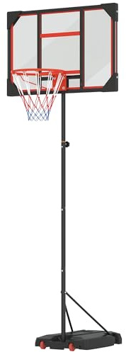 AIYAPLAY Basketball Hoop Outdoor, 210-260cm Height Adjustable Basketball Hoop and Stand with Wheels, Larger Base, for 6+ Years, Red