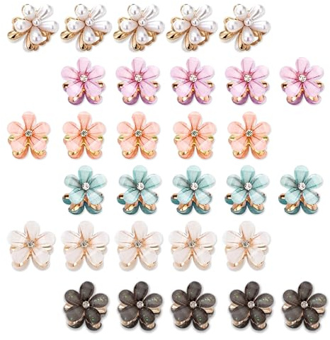 30 Stück Blumen Haarspangen, Kleine Blumen Haarklammer Hair Claw Clip, Dekorative Hochzeit Haarspangen Haarklammer Klein Haarschmuck Haarclip für Damen