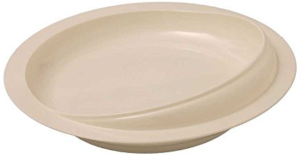 1 assiette Behrend avec rebord surélevé, assiette d'aide à la nourriture, pieds en caoutchouc antidérapants, plastique ABS.