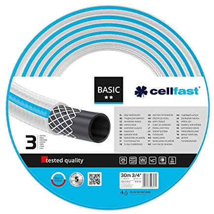 CELLFAST Tubo Acqua Giardino 3 Strati Filato Premium Resistente Ai Raggi UV Di Alta Qualità 3 4 Pollici 30 Metri Basic