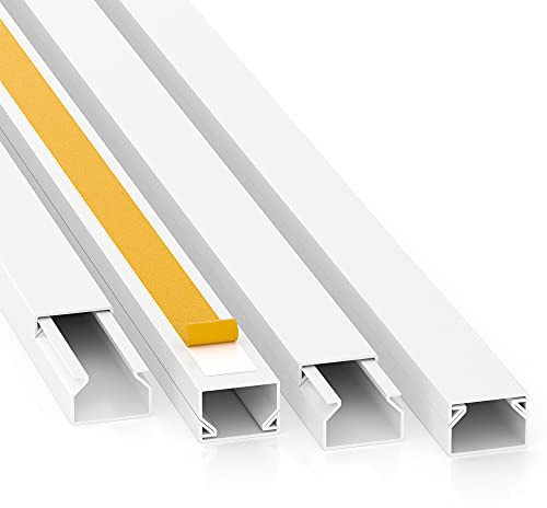 CILSON Kabelkanal, 15x10 mm, 20x1 m, Weiß, selbstklebend + Bodenlochung | PVC, UV-beständig, Innen & Außen, 20 Stangen à 1 m = 20 m, Made in Germany