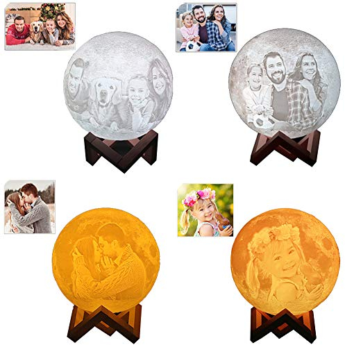 lampara luna personalizada 3d con tu Foto y texto, Recargable 16 colores remoto y táctil controlar, Moon Light Lamp Diámetro 15 cm