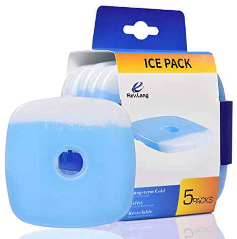 Cold Ice Freezer Pack for Lunch Box/Bag Original Cool Healthy Reusable Hard Slim Lightweight Long Lasting for Coolers Backpack Outdoor Camping (130g,Set of 5)