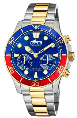 Lotus Uhr Smart Herren Hybrid Connected aus Edelstahl 316l | Analog-Smartwatch, Wasserdicht 10 ATM 18801/3, Musiksteuerung, Schrittzähler, Anrufbenachrichtigung und -ablehnung