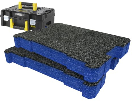 Shadow Foam TSTAK/ProStack skuminlägg [50 mm blå tvillingpack] Skuminlägg som är lätta att skala för DeWalt TSTAK & Stanley ProStack lådor