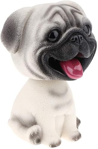 Bobble Head Dog Statue Dashboard Head Dogs Ornaments Nodding Heads Shaking Head Dog Doll for Car Vehicle Home Decoration - Pug