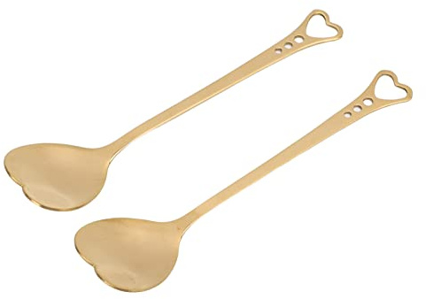 2 Stück Edelstahl-Esslöffel,Löffel, Suppenlöffel, hochglanzpoliert, hochwertige herzförmige Tafellöffel für Zuhause, Küche und Restaurant, spülmaschinenfest(Gold), Löffel Suppenlöffel Edelstahllö