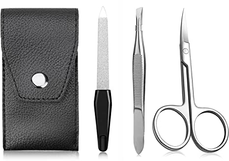 3 pezzi set manicure professionale, set per la cura delle unghie, forbicine per unghie in acciaio inox, lima e pinzette set unghie per uomo e donna