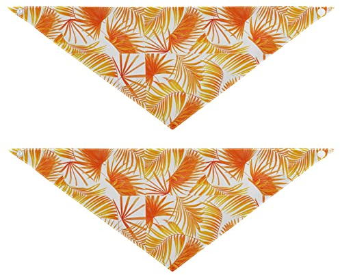 2 Stück Hundehalstücher Haustier Bandana Schal Druckknopf Dreieck Lätzchen Halstuch Set Haustier Urlaub Zubehör Dekor für kleine bis große Welpen Hunde Katzen mittelgroße Blätter Palme auf Weiß