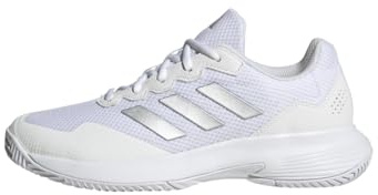 adidas Damen Gamecourt 2.0 Tennis Shoes, Silver Metallic/Cloud White, 39 1/3 EU