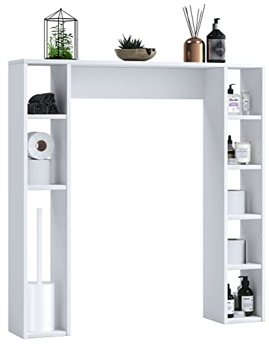 VCM Badmöbel Waschmaschinenschrank 98x18x100 cm 8 Fächer Holzwerkstoff | Stauraum für Waschmittel und Handtücher - Badezimmer oder Waschküche - Haushalt - Für mehr Ordnung im Alltag