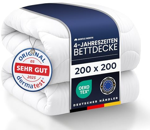 Gentle North Bettdecke 200x200 als Schlafdecke - 4-Jahreszeiten Bettdecke für Allergiker geeignet - Weiche Steppdecke - Besonders Flauschig & waschbar bei 60°