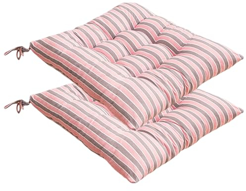 Viusneun 2 er Set Stuhlkissen 40 x 40 cm, Landhaus karo Sitzkissen Ausgezeichneten Sitzkomfort Sitzpolster weicher Outdoor und Indoor Auflagen (Rosa)