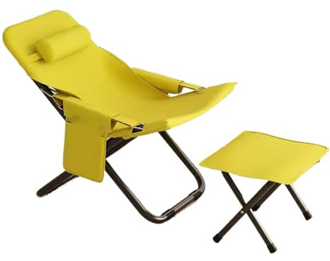 Sonnenliege Klappbar Leicht, mit Pedal, Einstellbar, Geeignet für Den Menschlichen Körper, X-förmige Stütze, Strandstuhl, Sonnenliege (Color : Yellow)