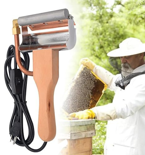 SNBGRYE Elektrische Honigschneideschaufel, Schaber-Honigschleuder Mit Konstanter Temperatur, KabelläNge 225 cm, Holzgriff – Nicht Heiß, FüR BienenhäUser Und Imker