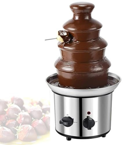 Chocolate Fountain,4-Layer Electric Chocolate Melting Pot,Chocolate Melting Machine,Stainless Steel,Spiral Structure, Chocolate Melting and Heating Machine,Suitable for Dessert Weddings