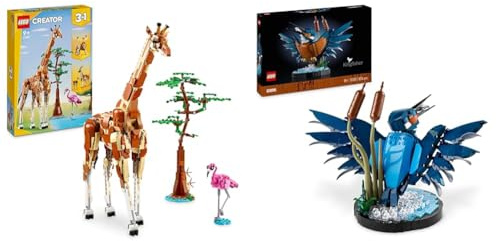 LEGO Creator 3in1 Tiersafari, Kreativ-Set mit Tierfiguren & Icons Eisvogel Modellbausatz für Erwachsene, Vogel-Modell