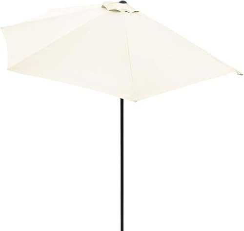 BAKAJI Parasol mural pour jardin, taille 270 cm, parasol mural extérieur, avec couverture imperméable et 5 ribs, idéal pour bar, restaurant, patio, balcon, beige, Grande, Demi-lune