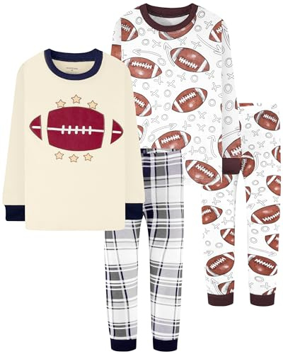 DAUGHTER QUEEN Boys Long Sleeve Pajamas Toddler Kids Pjs 5T Soft Cotton Pj Children Sleepwear Jammies American Football Clothes Size 5 Year Small Loungewear Set Nightwear