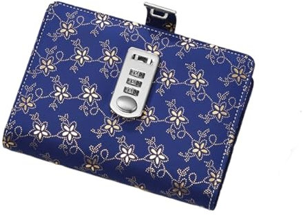 WJLYDM Notebook Sequin PU Cover A6 Planner Binder Spiral Notebooks Stationery Journals Password Agenda Diary With Lock Note Book For School For Writing(Blue)