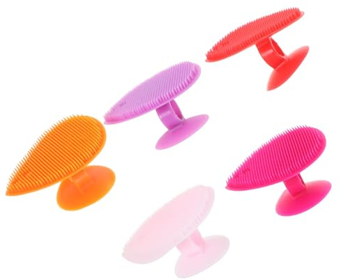 Hoement 5 Stück Herzförmige Silikonmassagebürsten für Gesichtsreinigung und Kopfhautmassage Multifunktionale Badebürste zur Durchblutung Zufällige Farbe