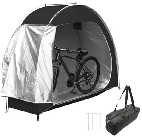 Bike Storage Tent Lightweight, Portable Bicycle Shed 2 Bikes, Waterproof 210D Oxford Tarp to Protect Bikes, Garden Tools from Rain & Wind, Outside Garden Shelter Tool Sheds & Storage Black