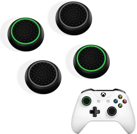 DLseego Thumb Stick Grip Caps for PS4 PS5 Xbox Controller,Silicone 4PCS Thumbstick Grips Dots Studded Design Joystick Controller Thumb Grip Cap Covers,Green+Grey