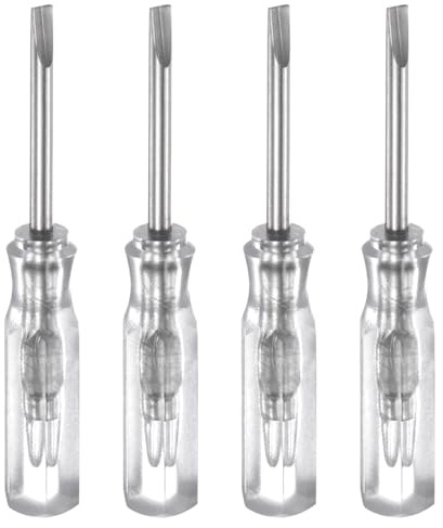 QUARKZMAN 4 Stück SL2.0 Mini Set Set 2mm Magnetisch Schlitzkopf 45mm Länge | Schlitzschraubendreher Kleine Schraubenzieher Feinmechaniker Schraubendreher Set für Reparatur Werkzeug Set, Klar