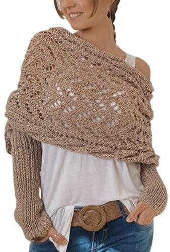Schal mit Ärmeln Strick Multifunktionaler Schal mit Ärmeln für Damen, Gestrickter Zopfmusterschal Schal Sweater Wrap mit Ärmeln, Ärmelschal Boho Pashmina Schal Schultertuch Kaschmir Schal Damen