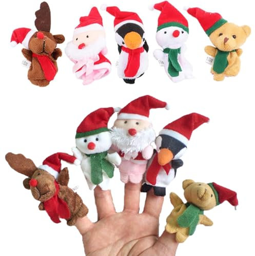 5 PCS Finger Puppets for Toddlers, Christmas Finger Puppets, Nursery Rhyme Puppets, Assortment Hand Puppet Novelty Gifts Christmas, Party Favors for Schools, Shows and Playtime