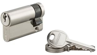 THIRARD - Demi-Cylindre de Serrure SA Unikey - Nickelé - Mécanisme à 5 Goupilles - Protection Anti-Arrachement - 45 x 10 mm - Gris - Système S'entrouvrant - Livré avec 3 Clés