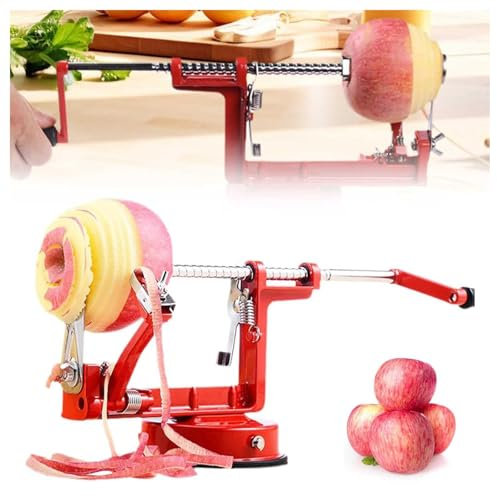 Apple Peeler Corer 3 in 1 Hand Crank Peeler, Apple Peeler Slicer Corer with Stainless Steel Blades and Powerful Suction Base for Kitchen, Apple Corer and Slicer for Apples Potatoes