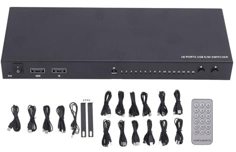 USB -Switch -Selektor, 2 Computer Teilen USB 2.0 -Geräte Peripheral Switcher Box Hub, 16 Port mit LAN -Port für Drucker, Scanner, Tastatur